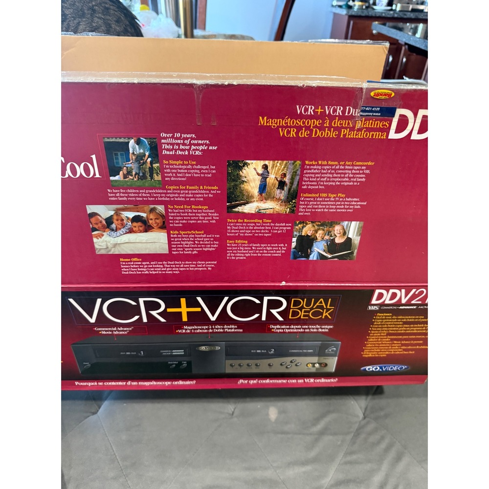 GoVideo DDV2110 Dual-Deck VCR 4-Head Hi-Fi VHS Player Duplicator Black